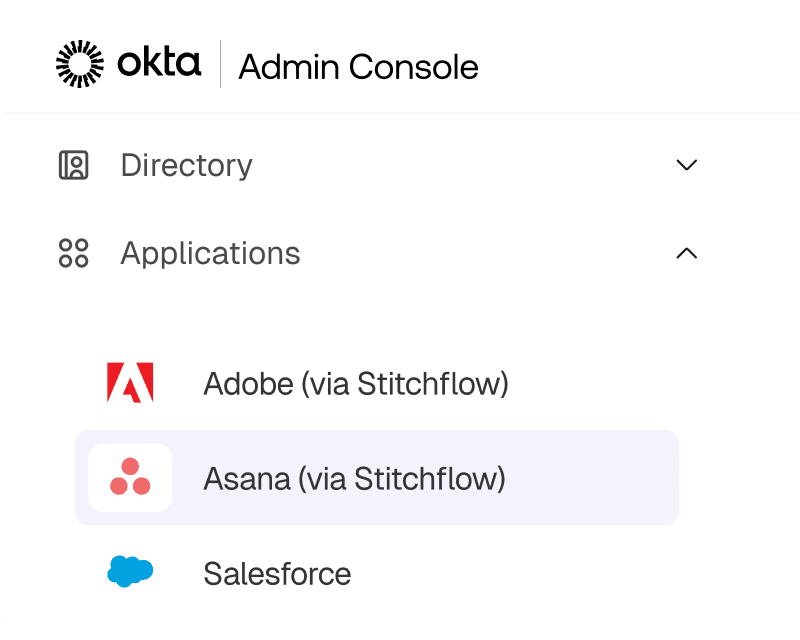 Trigger provisioning in your IdP for
Stitchflow-connected apps just like
you would for native SCIM apps.