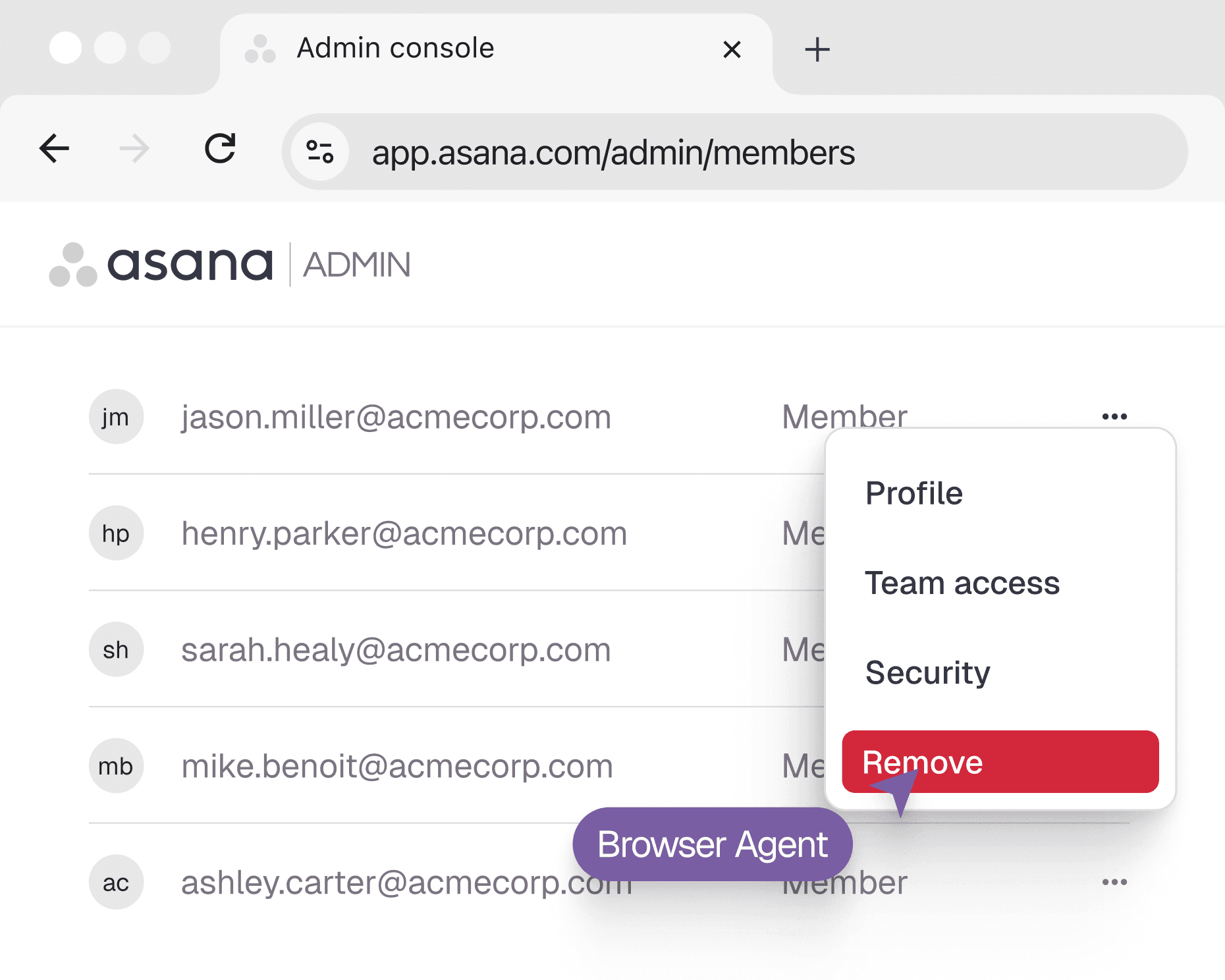 Secure headless browser takes action in the app’s UI