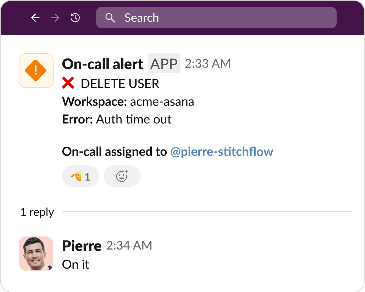 24/7 monitoring for reauth,
anomalies, UI changes, resolved
by on-call Stitchflow engineers.
